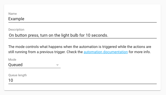 Screenshot of running modes in the frontend