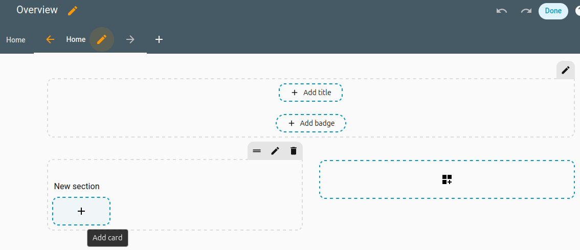 Add card in sections layout