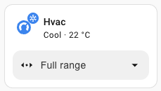 Screenshot of the tile card with the climate swing horizontal modes feature