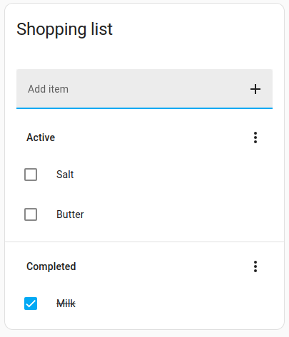 Screenshot of the to-do list card