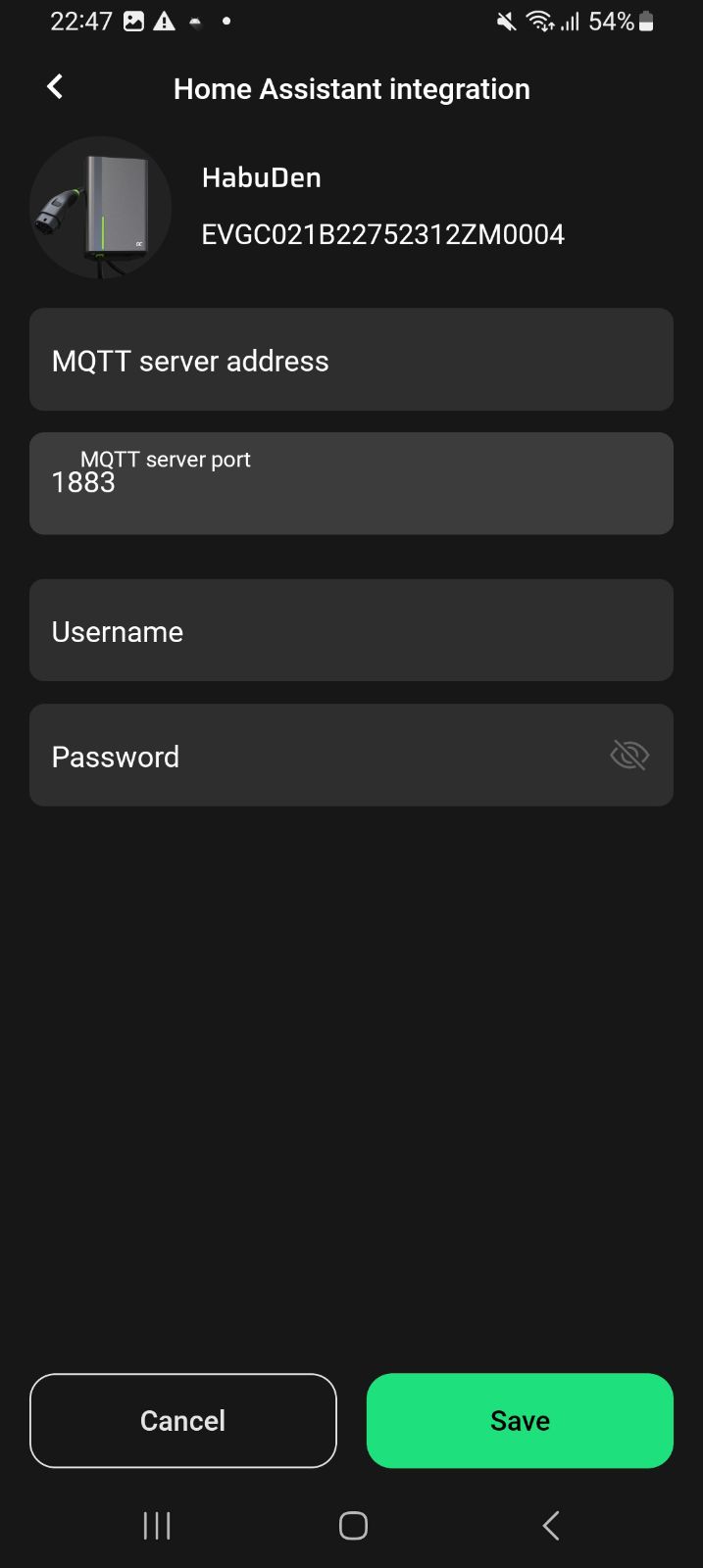 Device configuration screen