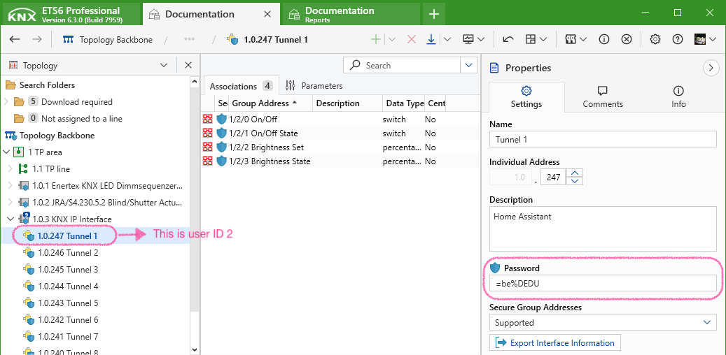 Obtain the tunnel User-ID and password in ETS