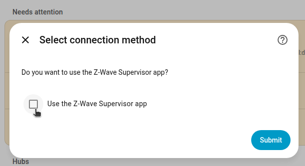 Deselecting the Z-Wave Supervisor app