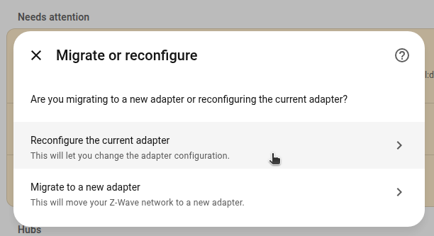 Reconfiguring the current adapter