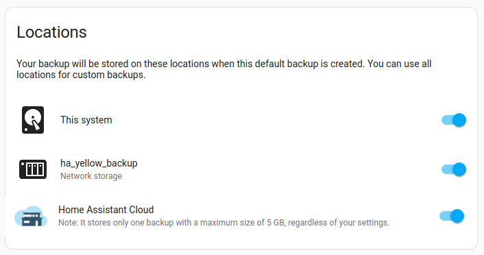 Define the backup locations